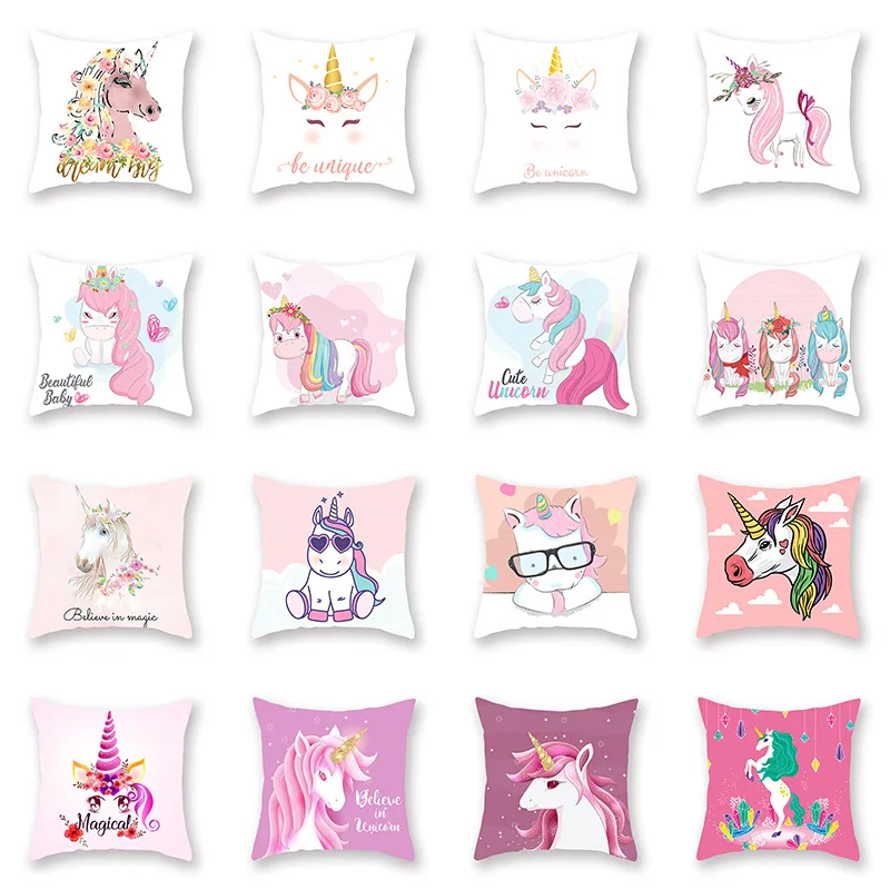 

Hot Selling Pillow cover Myth Unicorn animal Luxury Printing Square Zippered Pillow Sham Personalized Pillowcase wholesale