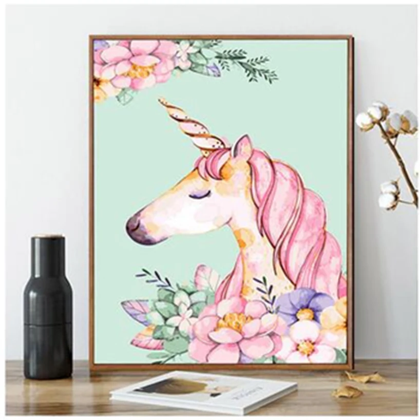 

Flower unicorn DIY Painting By Numebrs Kit Handpainted Oil Painting Unique Gift For Living Room 40X50CM Modular picture AS1130