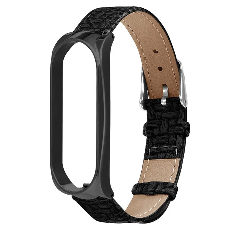 Watch Band For Xiaomi Mi Band 3 Woven Pattern Replacement Wrist Strap Leather Wristband For Xiaomi Mi Band 3 Watch 3B09 (1)