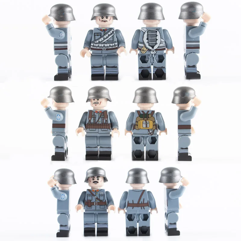 Военный солдат WW2 Minifigs Строительные блоки Набор немецкая армия шлем оружие стрелы совместимые части игрушек подарки для детей D097