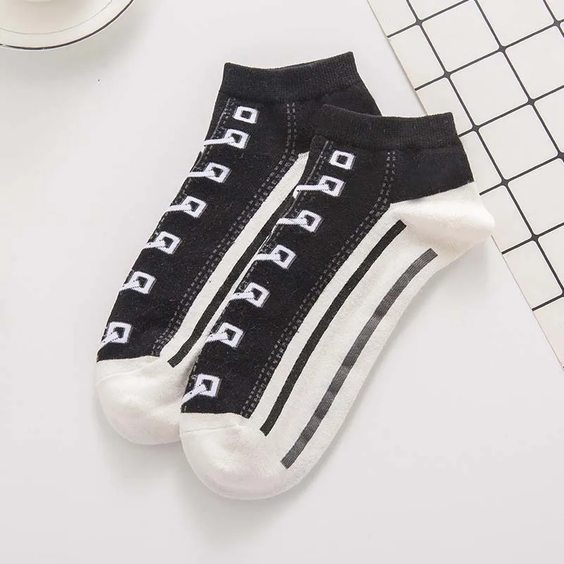 1 Pairs Funny Shoes Pattern Women Cotton Short Socks Harajuku Casual Summer Thin Ankle Socks Calcetines Mujer Brand New - Цвет: 1