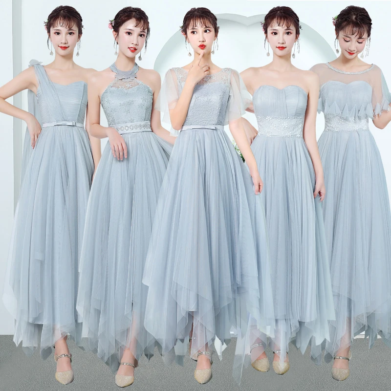 grey and pink dresses for wedding