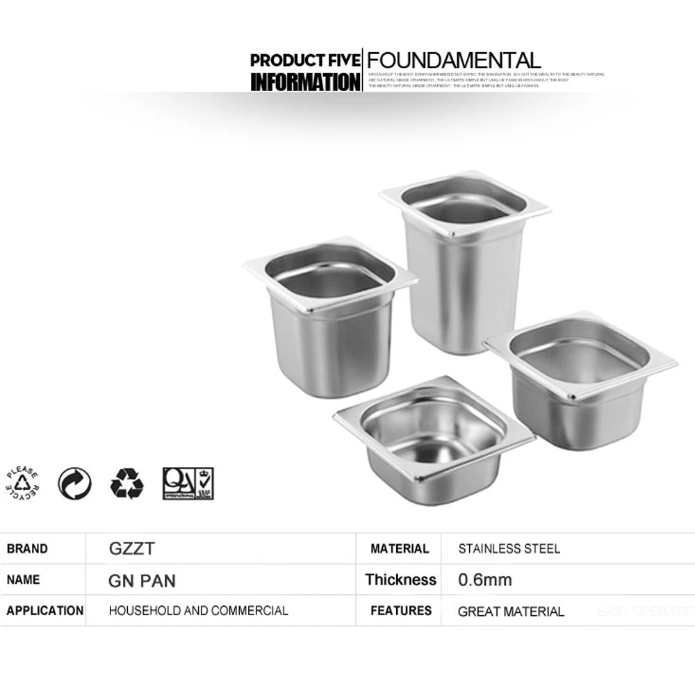 6 шт./лот 1/6 GN кастрюля из нержавеющей стали 176*162 мм жаровня буфет Cozinha для домашнего использования кухонные аксессуары