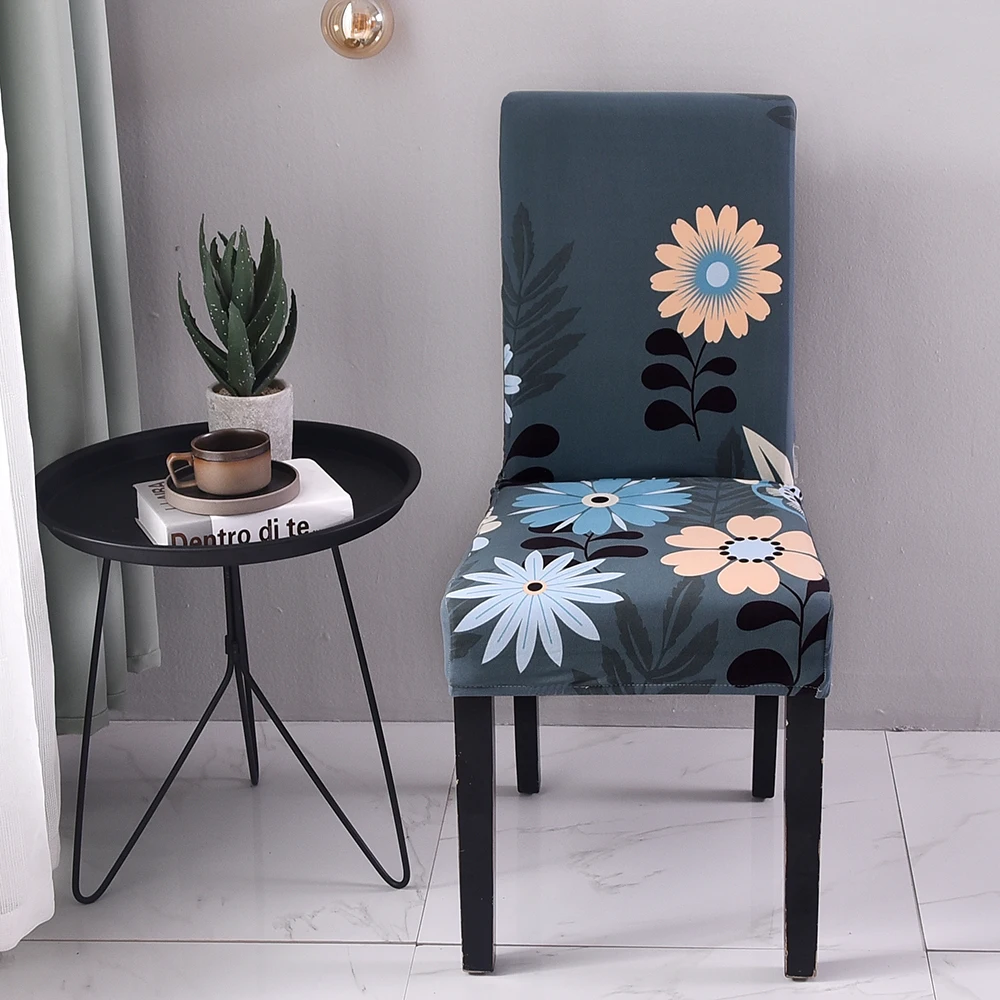 

Floral Printing Spandex Stretch Elastic Removable Chair Covers Seat For Wedding Dining Room Office Banquet Chair Cover New