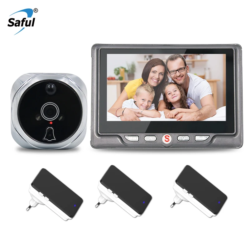 

Saful Wireless 4.3"LCD Doorbell Peephole Viewer Visual Monitor Digital Night Vision Function 2018 New Door Camera Home Security