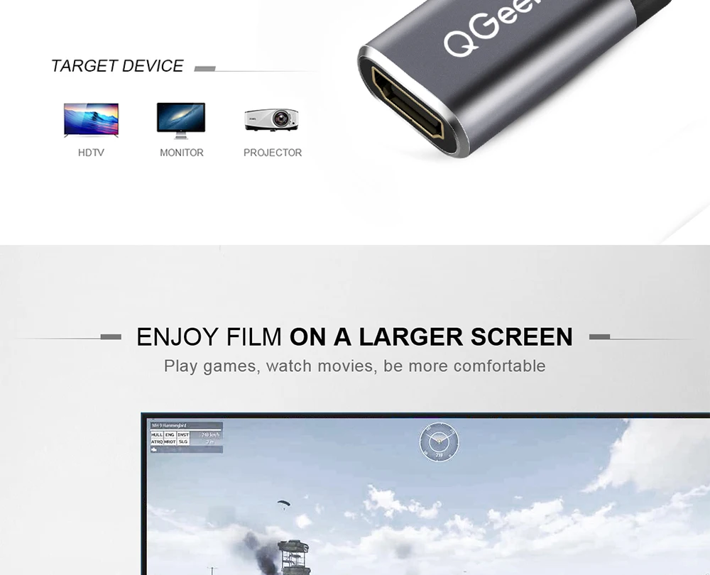 QGEEM USB C к HDMI Кабель-адаптер 4 к 30 Гц тип-c к HDMI для huawei mate 20 macBook pro ipad pro hdmi Женский к usb type c