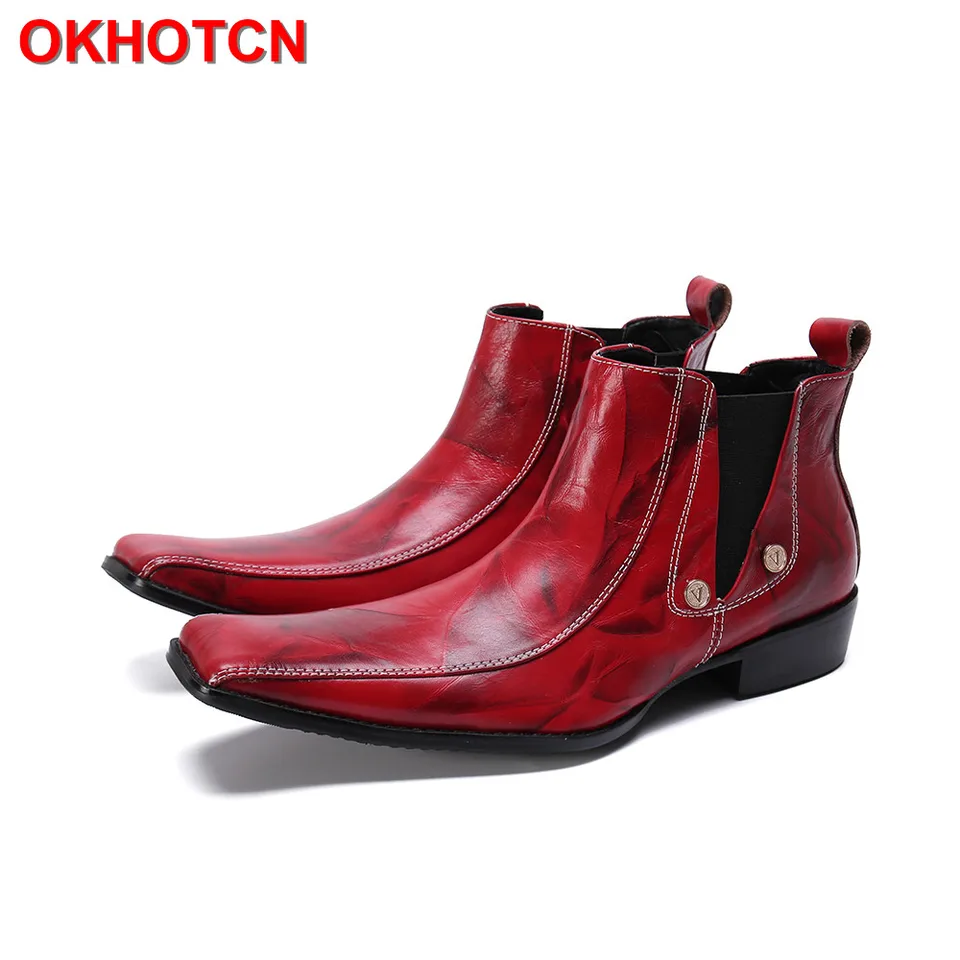 chelsea boots red elastic