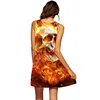 3D Print Skull Head Fire Burning Tunic Dress 1
