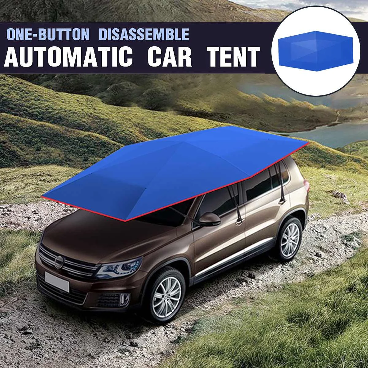

400x210cm Car Tent Roof Cover Umbrella Oxford Cloth Sun Shade Shelter Outdoor UV Protection with remote controler