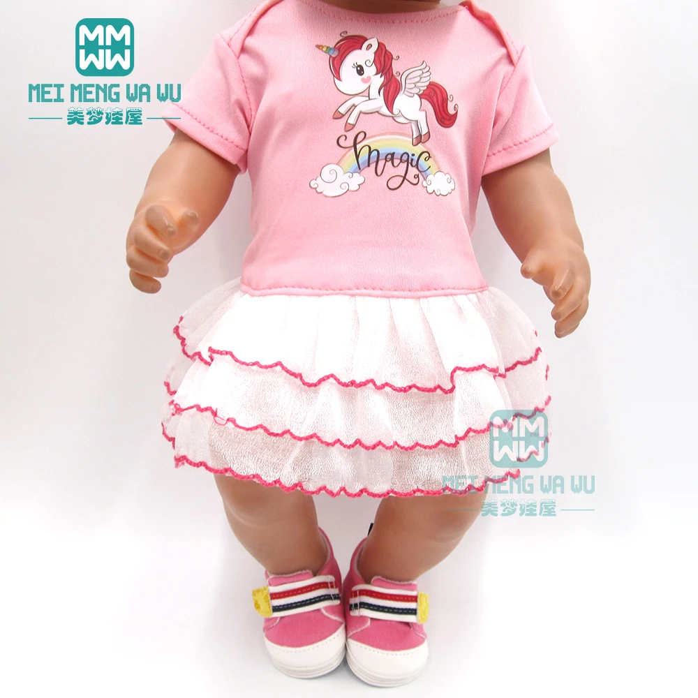 Одежда для куклы, подходит для детей 43-45 см, эластичная розовая юбка принцессы для новорожденных, платье для маленьких девочек