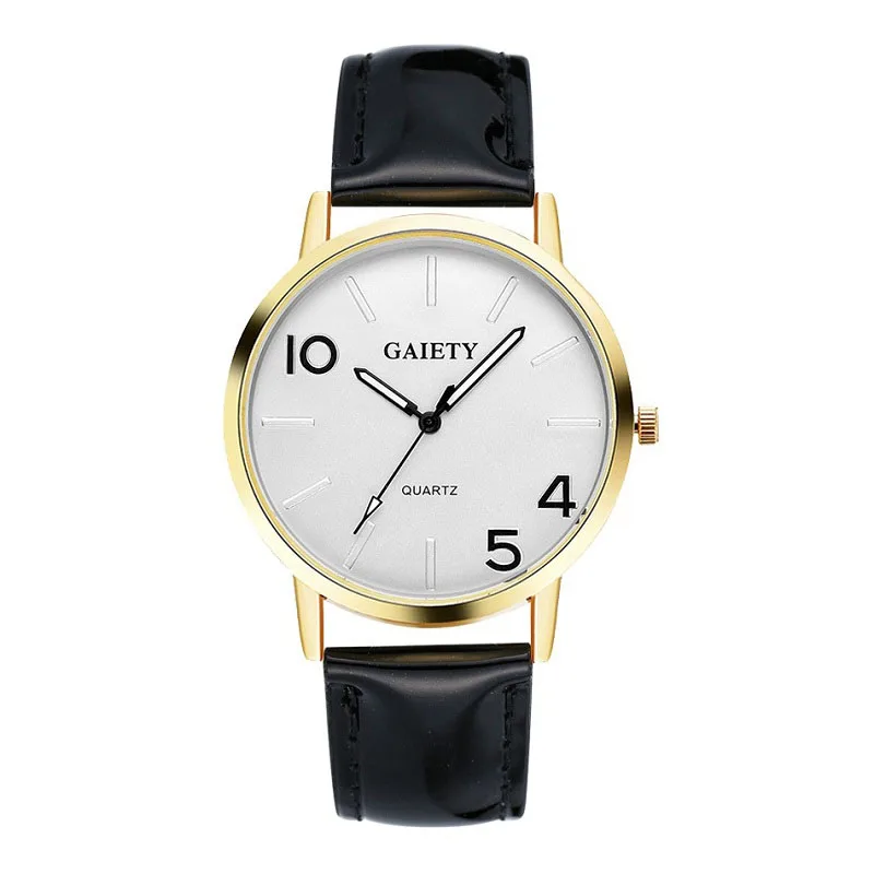 

2019 Watch 4/5/10 Large Digital Dial Gold Frame Quartz Watch Multicolor PU Leather Strap Watch