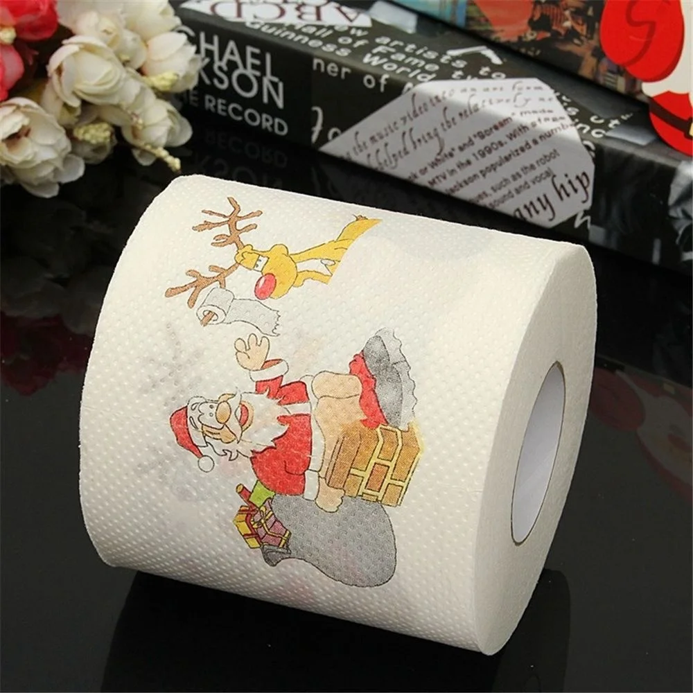 Santa Claus Printed Merry Christmas Toilet Paper Tissue Table Room