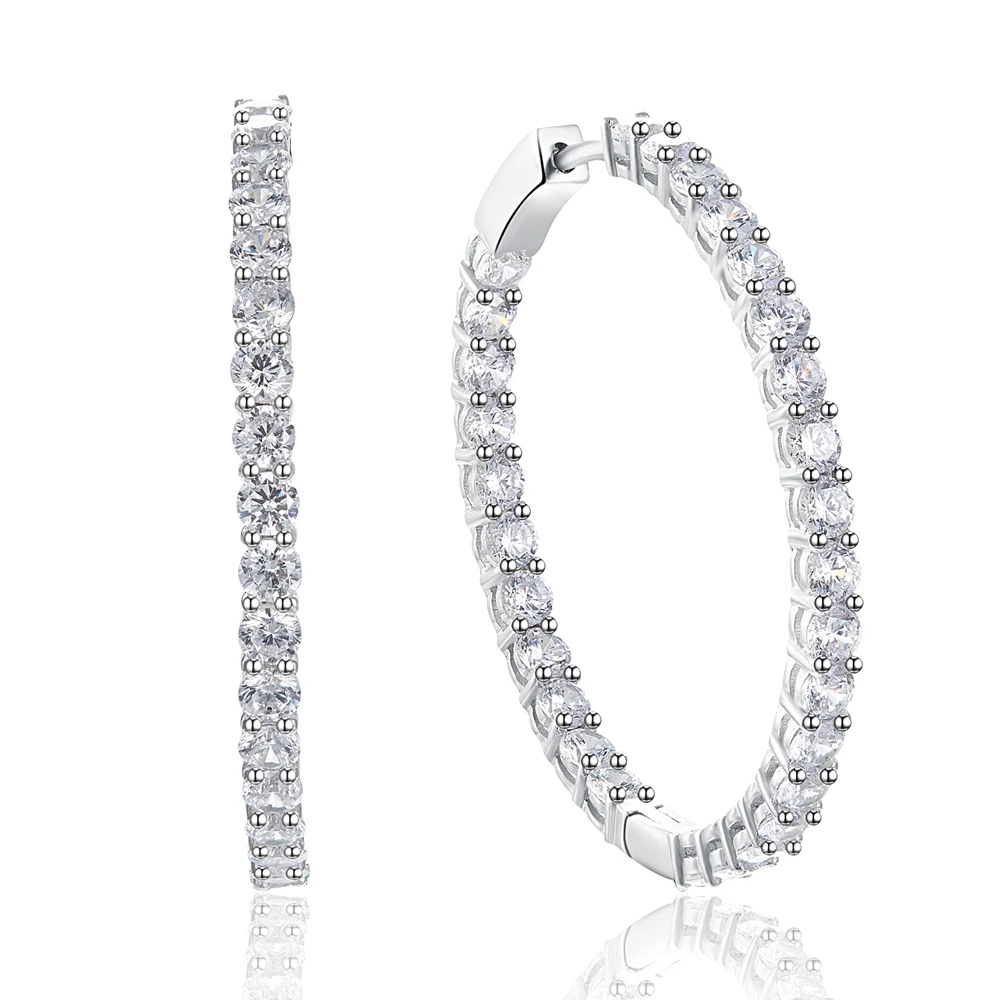 

39mm luxury S925 silver Hoop Earrings for women circle earring setting AAA cz earrings fashion jewelry gift Free shipping