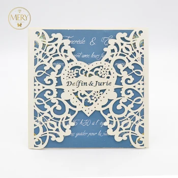 

wholesale Laser cut Heart new design pocket wedding invitations card