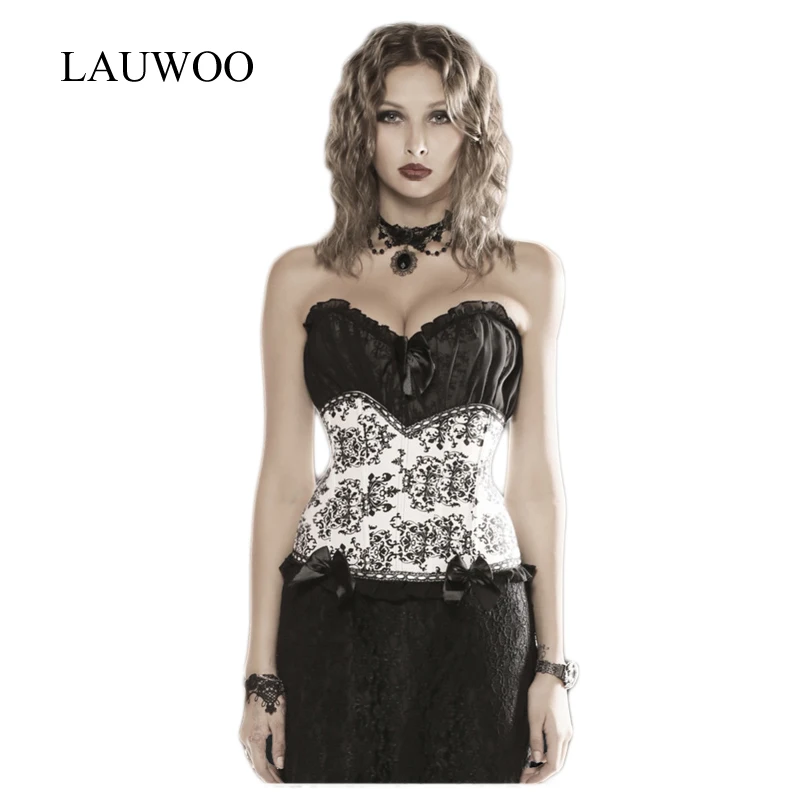 LAUWOO High quality Women's lace embroidered corset bustier sexy