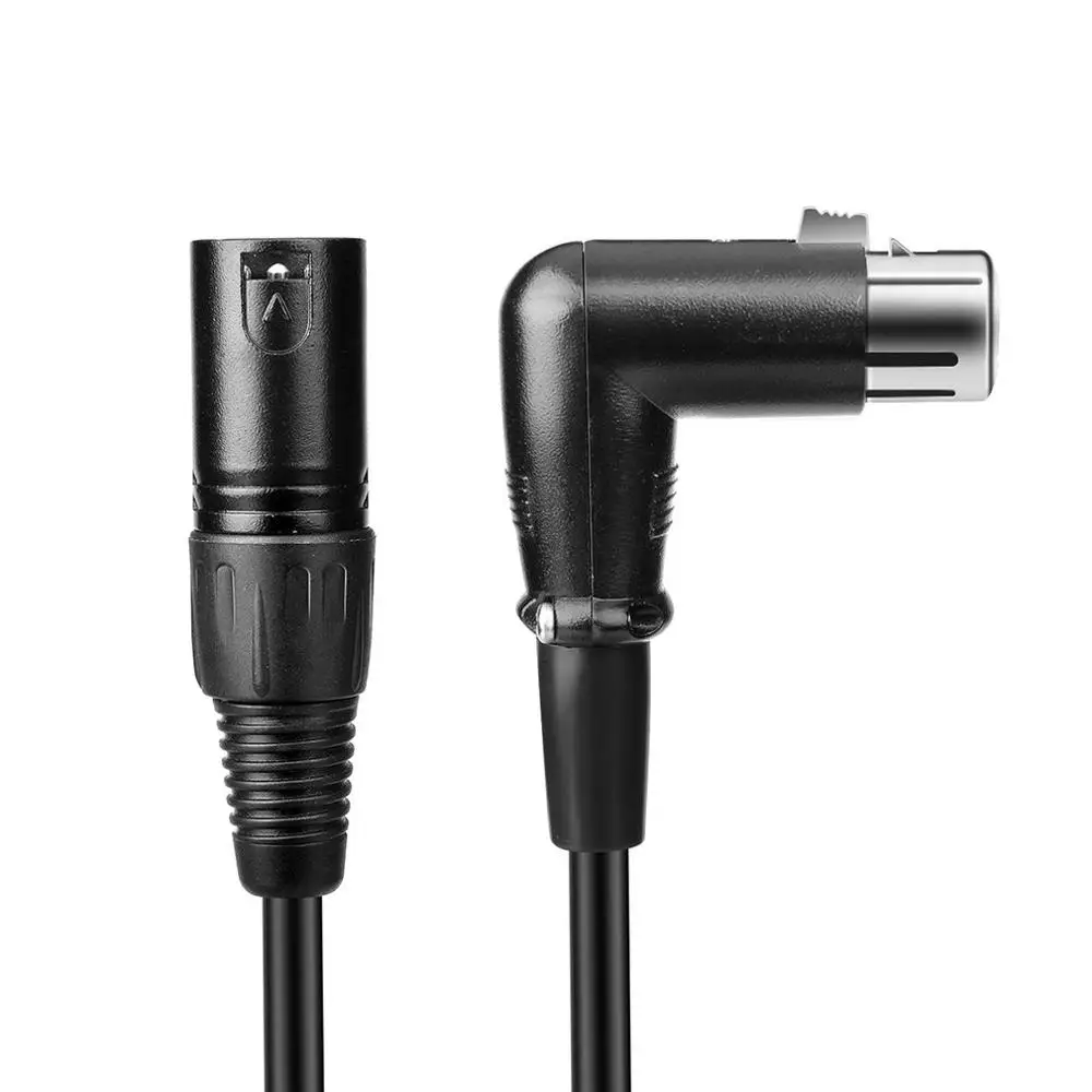 3ft 6ft Microphone Head Right Angle XLR 3-pin Female to Male Extension Mic Cable Black Color Durable 1M/2M |