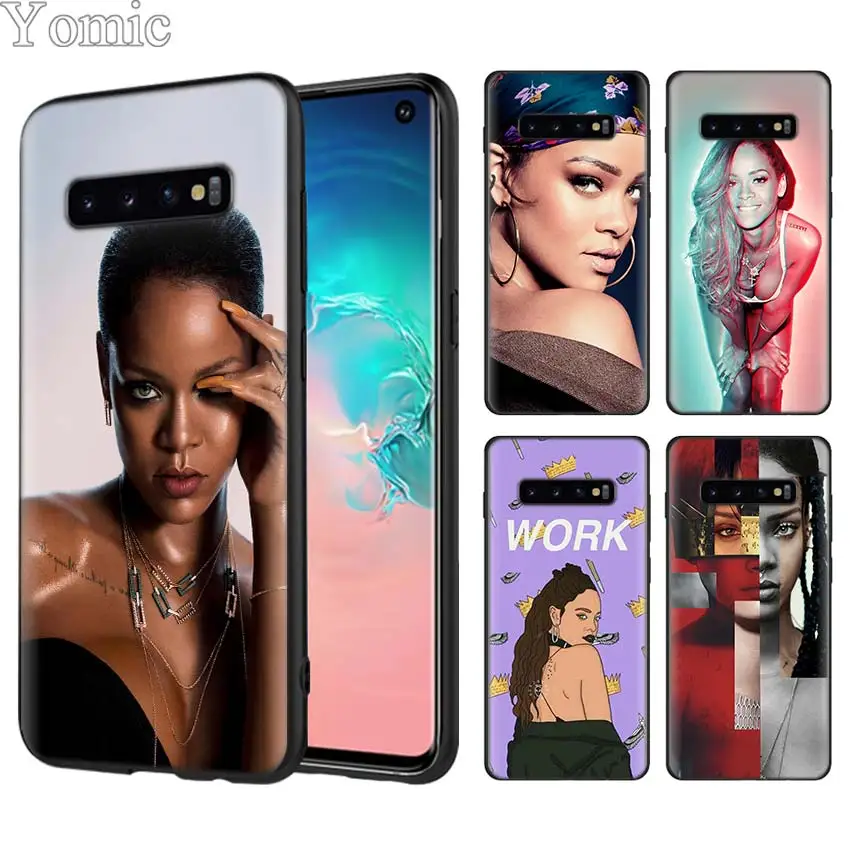 

Rihanna Black Cases for Samsung Galaxy S10 S10e S7 S8 S9 S10 Plus Note 9 8 A50 A70 Soft TPU Case Cover