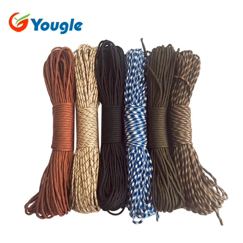 

YOUGLE 100% Nylon 9 Core Strand 100FT (31M) Mil Spec Type III Survival 550 Paracord Parachute Cord Survival Kits