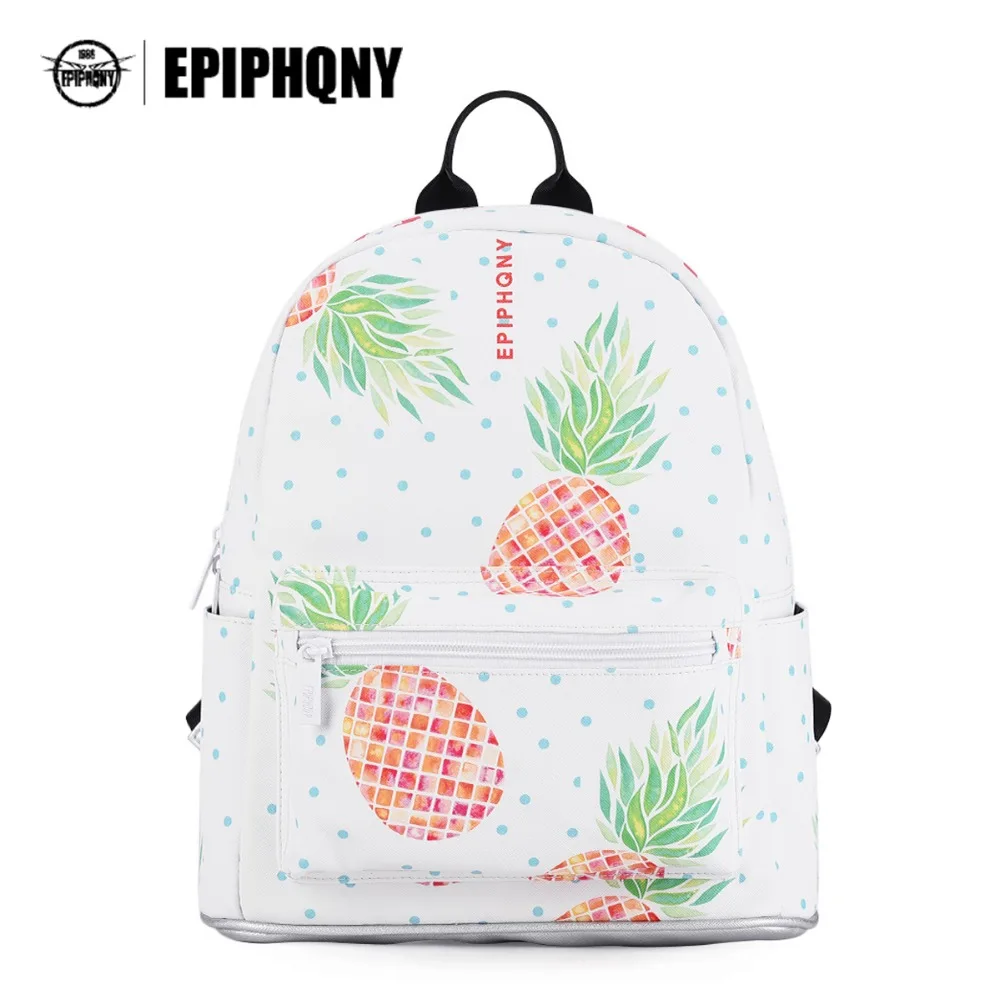 

Epiphqny Fashion Trip Small Backpack Women Designer Pineapple Printing Bookbag School Bag for Teenage Girls Clear Bagpack