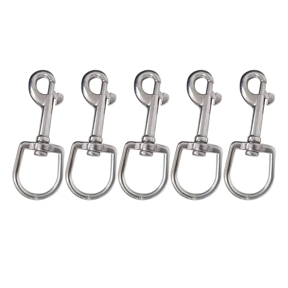 5pcs 316 Stainless Steel Scuba Diving Clips 127mm Swivel Eye Snap Hook