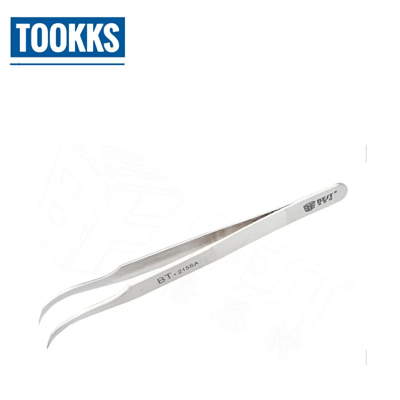 

Antimagnetic Stainless Steel Curved Tweezers Electronics Industrial Straight Tip Precision Tweezers