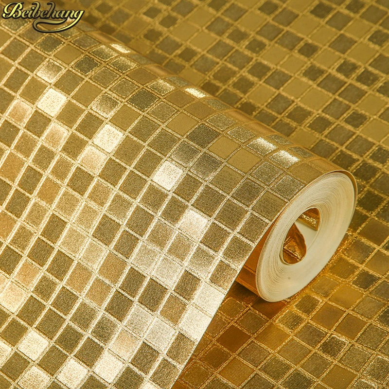 beibehang Mosaic small grid wallpaper for walls Gold foil lattice wall paper roll home decor living room bedroom papel parede 3D beibehang Mosaic small grid wallpaper for walls Gold foil lattice wall paper roll home decor living room bedroom papel parede 3D