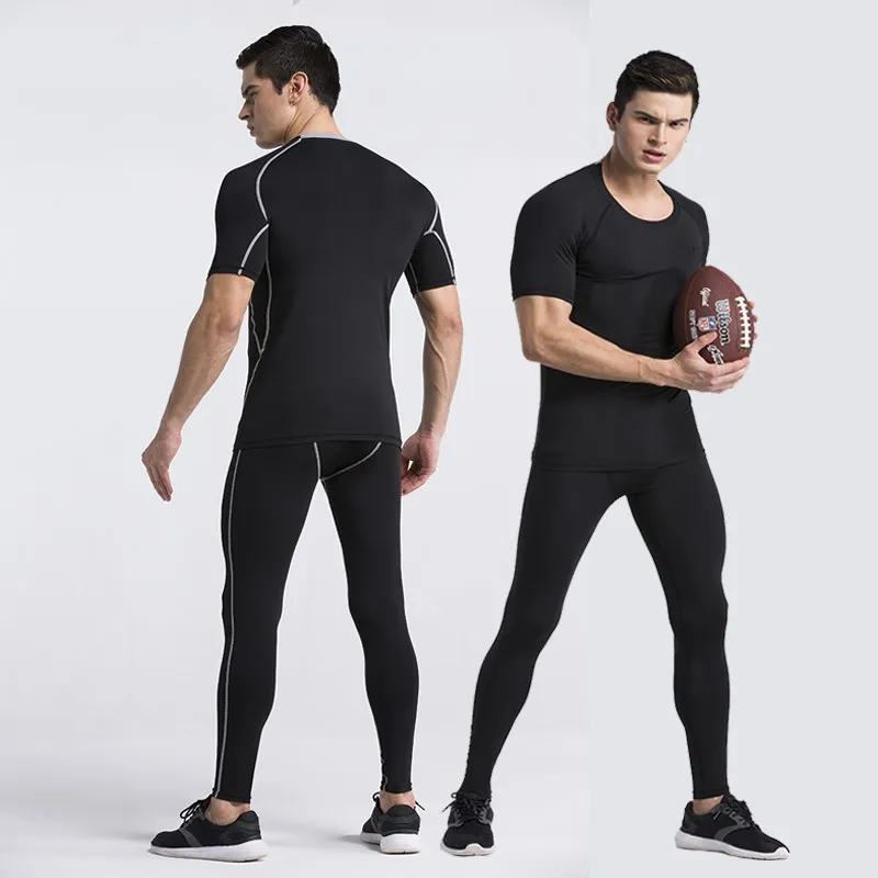 Ограничено для Vansydical мужские компрессионные наборы спортивные колготки леггинсы для бега Мужская одежда для спортзала фитнеса футболка+ узкие брюки