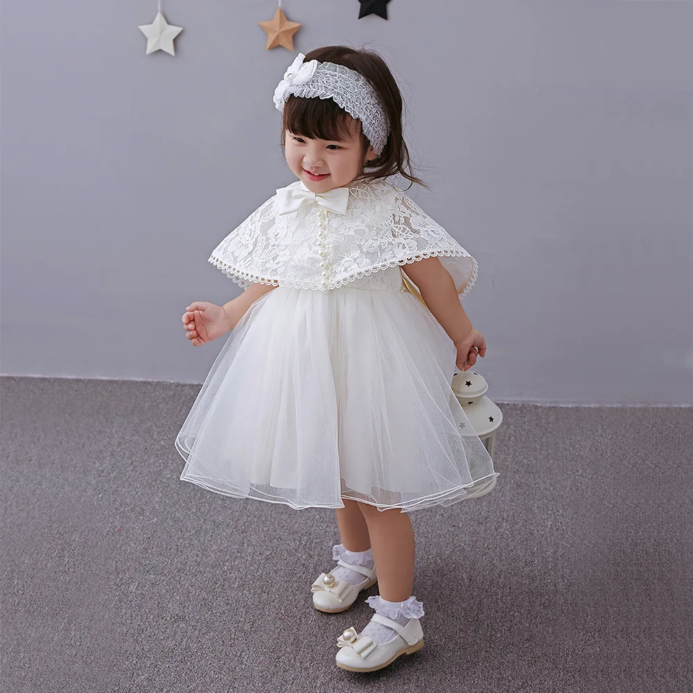 2017 summer new design baby girl baptism clothes 1 year birthday dress