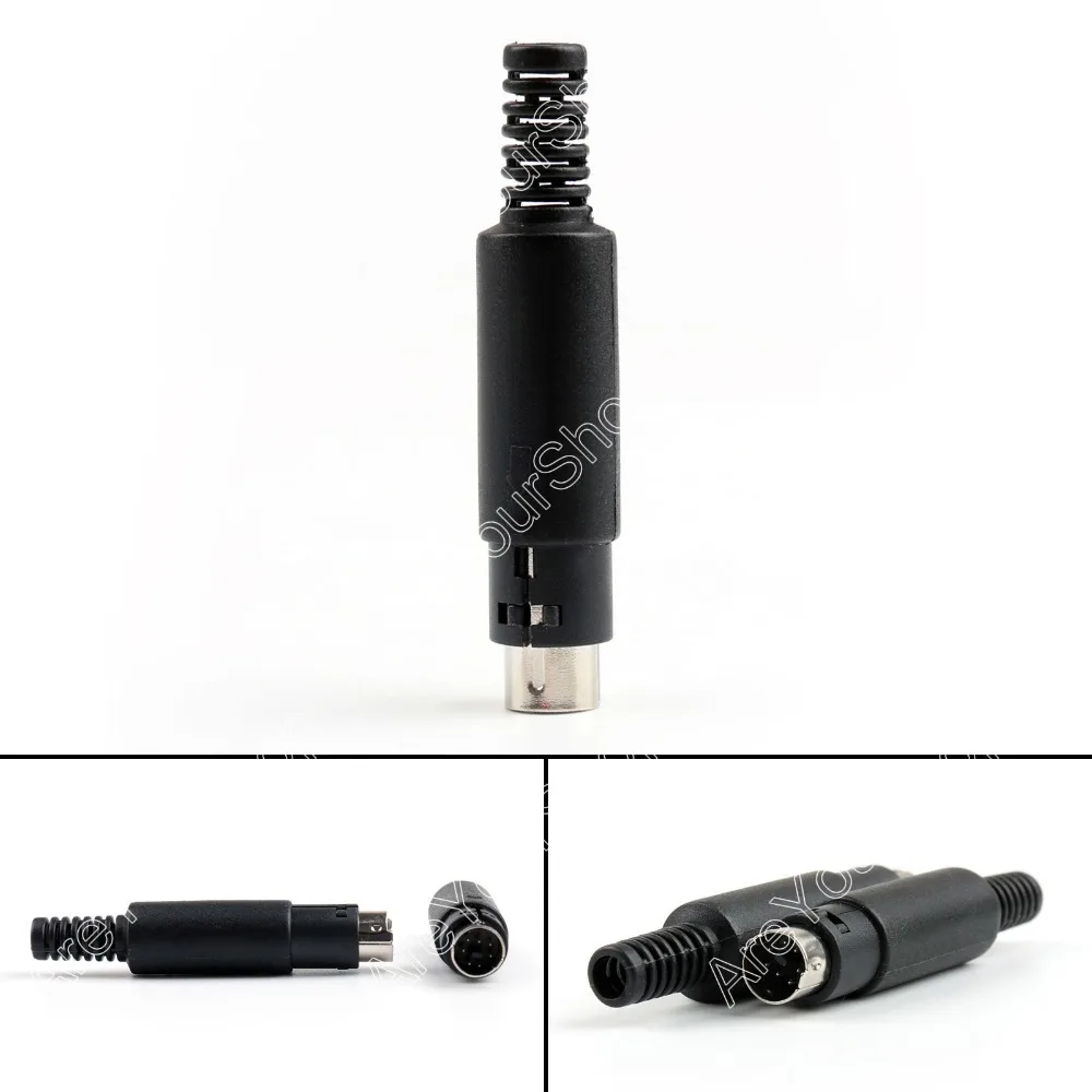 

Areyourshop Sale 5 Pcs Mini 7 Pin DIN Male Plug With Plastic Handle Soldering Cables Black Adapter