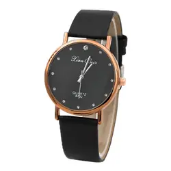 Женские кожаные часы 2019 бриллиантовые Калиброванные черные пластиковые циферблат модные наручные часы montre femme @ 9