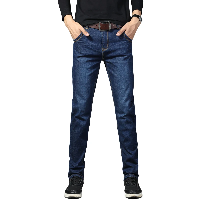 2019 New Mens Straight Trousers Solid Casual Jeans Male Slim Thin Pants Zipper Pocket Design Plus Size 
