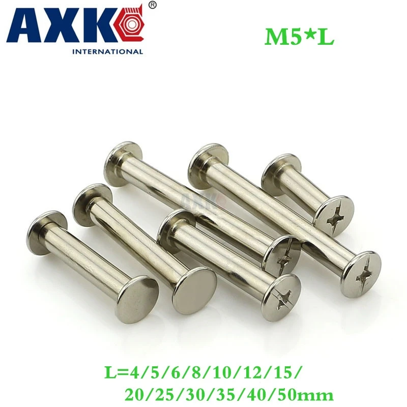

M5*6/8/10/12/13/20/25/30mm Chicago Screws, Photo Album Screw, Snap Rivet Books Butt Screw, Assembling Bolts Steel-nickel Plated