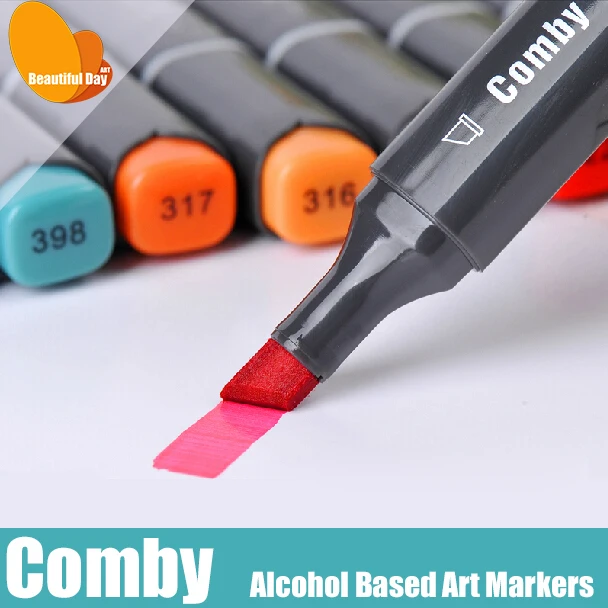 

Comby Alcohol based twin art permanent marker pen color suit with free case