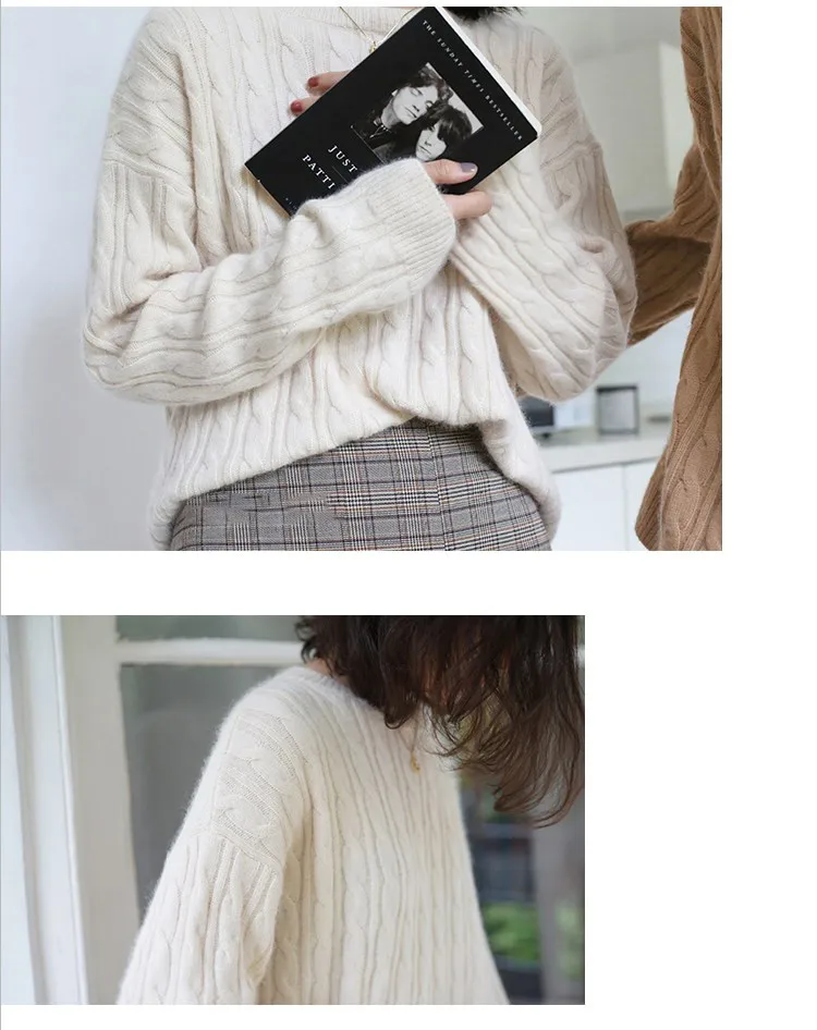 LHZSYY осень-зима новый высококлассный кашемировый свитер женский с круглым вырезом Твист Цветок модные однотонные толстые свитера короткие