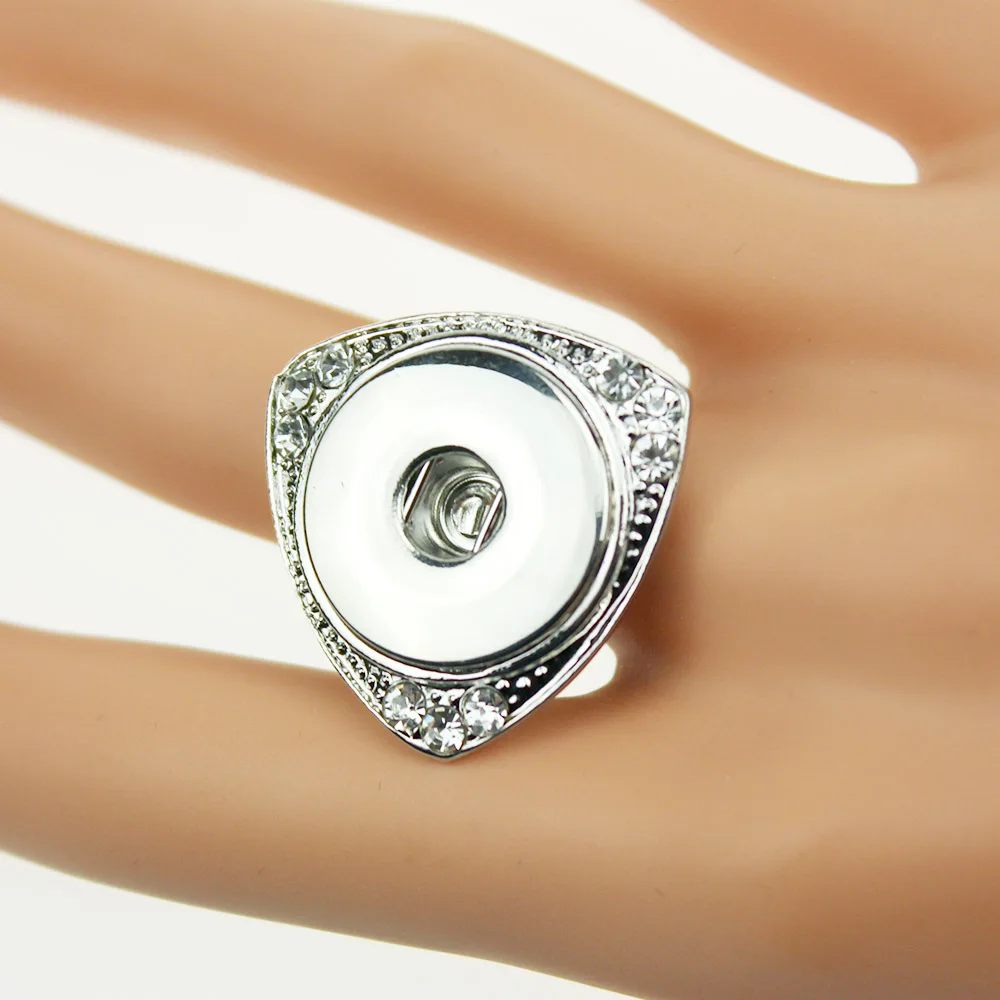 

Fashion Silver Ring Wedding Jewelry Adjustable Size Ring Triangle Ring for Men Women fit DIY 18MM Snap Button Rings For Lovers