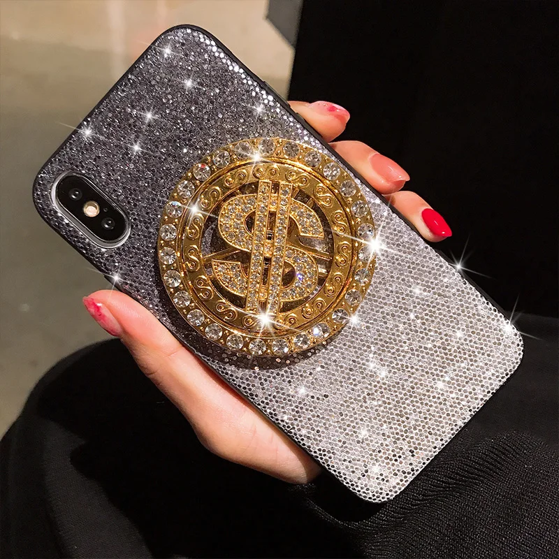 US Dollar Rotating Crystal Diamond Phone Case protective case Case For