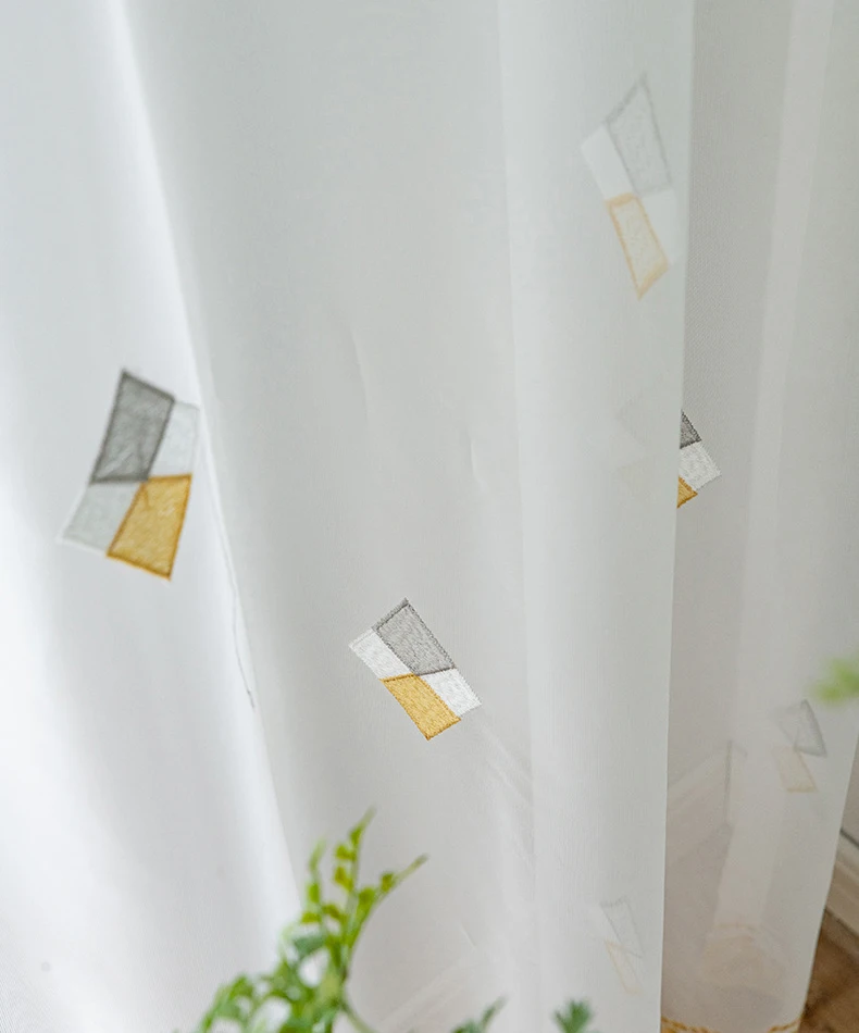 Вышитый геометрический дизайн плед вуаль тюль занавес s для балкона решетки кружева чистая ткань занавеса для гостиной M1093