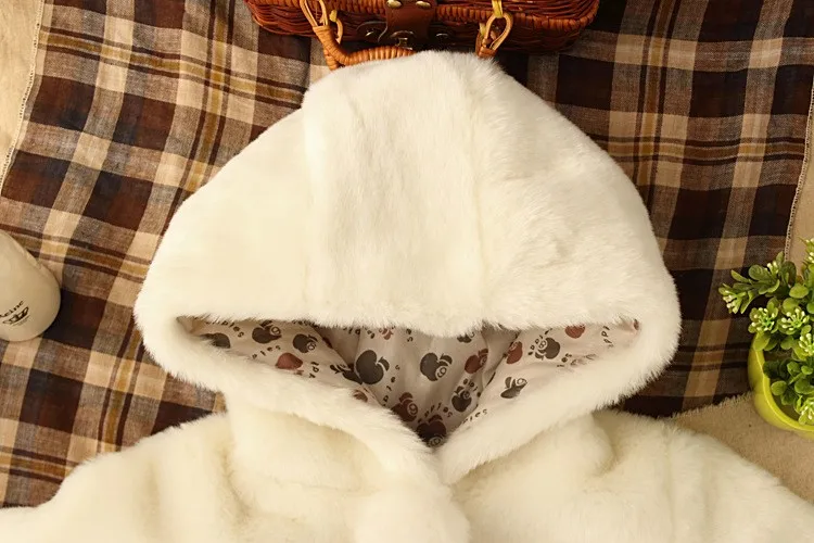 Зимнее пальто из искусственного меха для девочек; милые однотонные шерстяные кардиганы с капюшоном для девочек; теплые флисовые куртки с кроликом; пальто; детская одежда