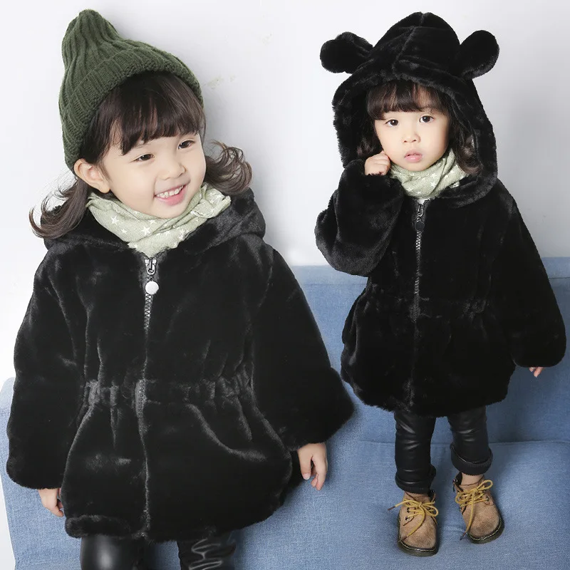 Новая зимняя одежда для маленьких мальчиков, пальто с искусственным мехом, верхняя одежда, плотная теплая детская одежда с капюшоном для девочек