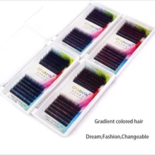 

DAMMAN Grafting False Eyelash Gradient Colored Hair Eyelash Blend Length 8~13mm Extremetely Soft lashes Natural Curl Fashionable
