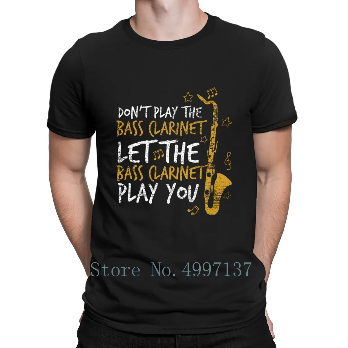 Футболка с надписью Let The Bass Clarinet Play You 100% хлопок базовая Летняя вязаная футболка