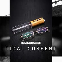 Высококачественные металлические очки для чтения, ультра портативный светильник для мужчин и женщин, маленький держатель для ручки, очки для чтения для пожилых людей