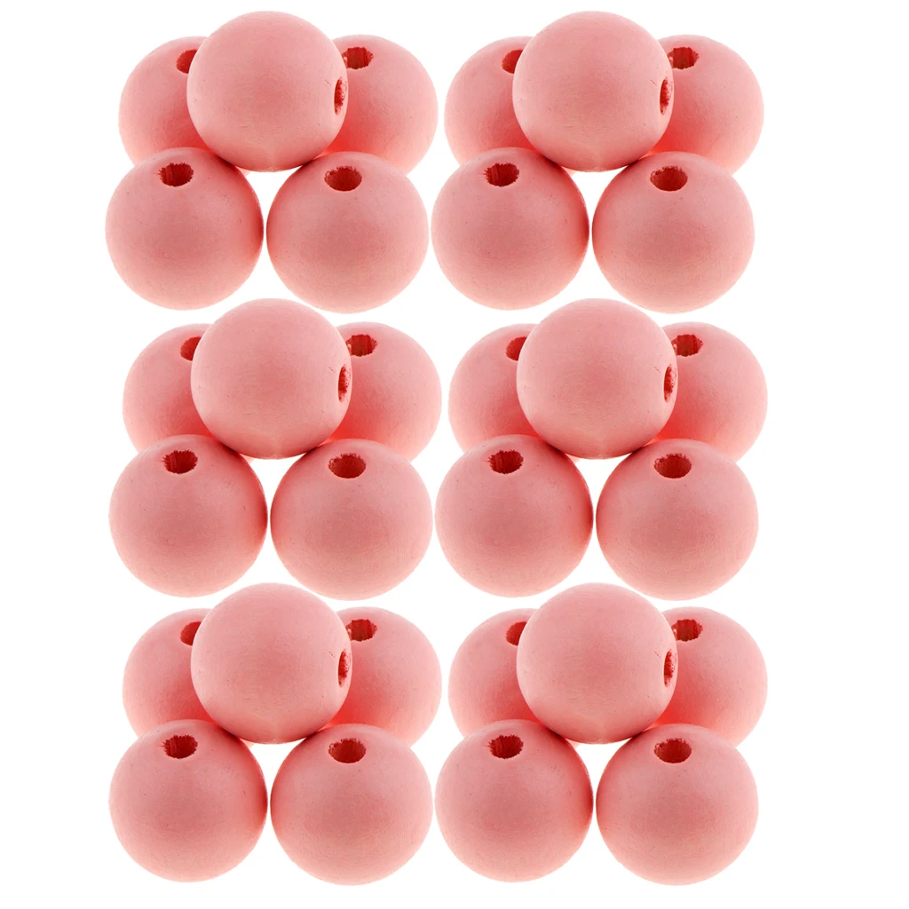 30 Pieces Dyed Color Natural Wood Spacer Loose Beads Necklace Bracelet Charms Findings 20mm