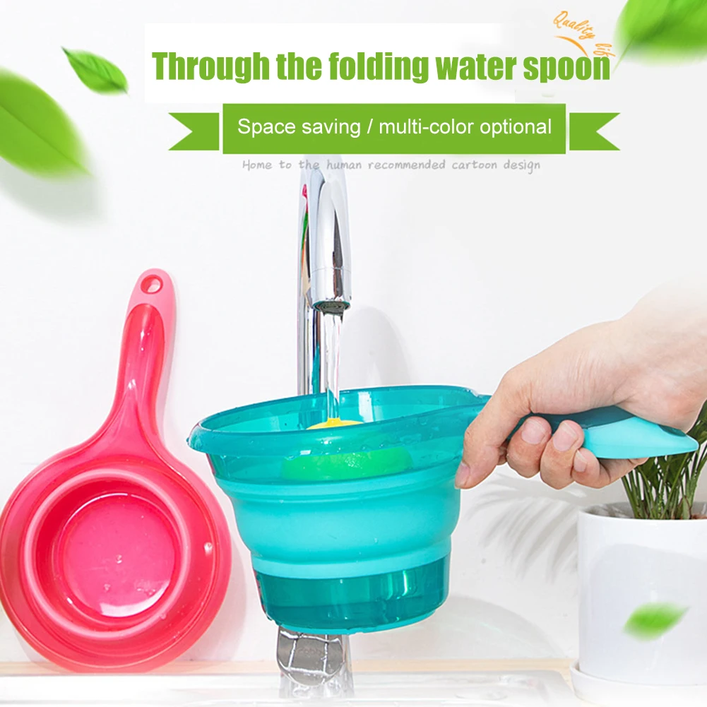 

Folding Water Ladle Collapsible Spoon Kitchen Bathroom Scoop Bath Shower Washing Save Storage Space Essential FPing
