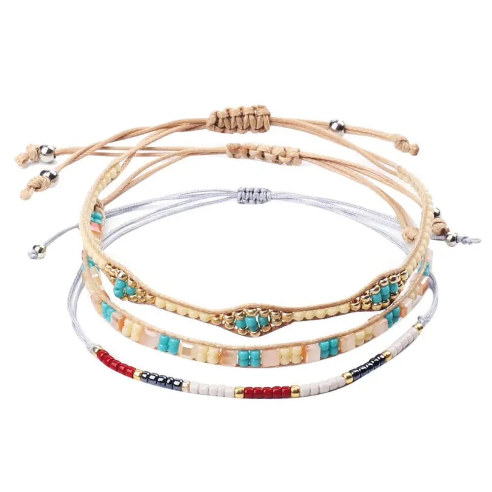 

3Pcs/Set Summer Beach Women Beads Slide Knot Bracelet Bangle Jewelry