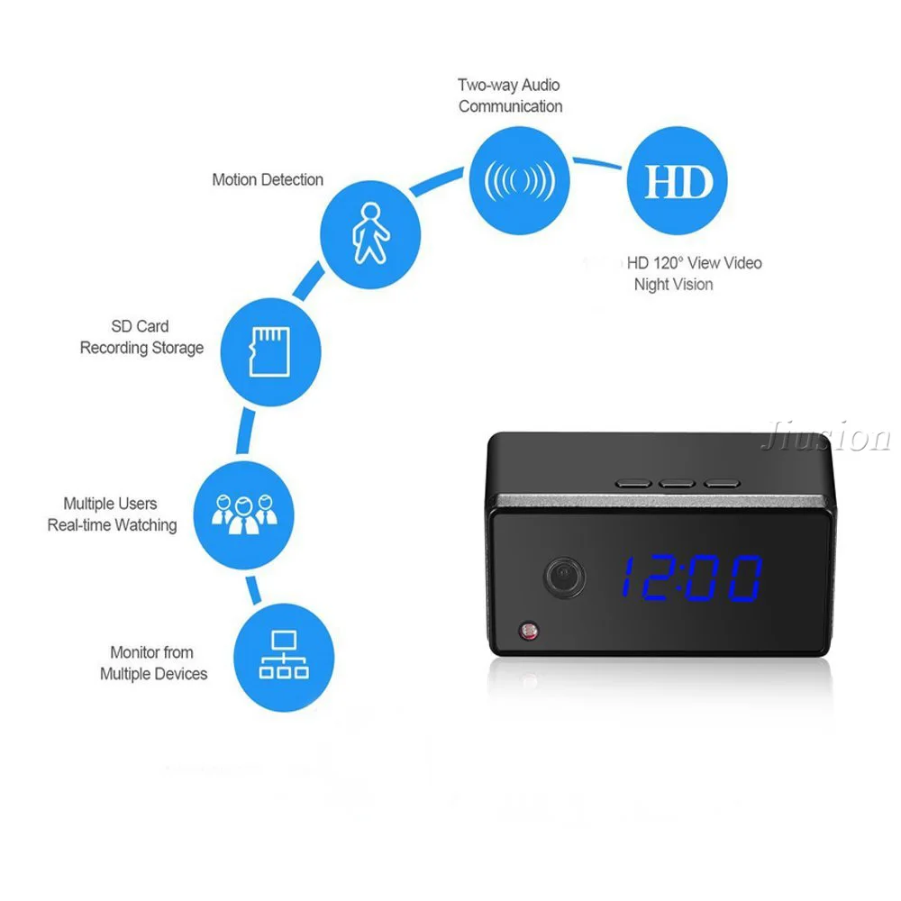 Wifi мини камера Беспроводные настольные часы HD 720P P2P IP тревожная Настройка ИК