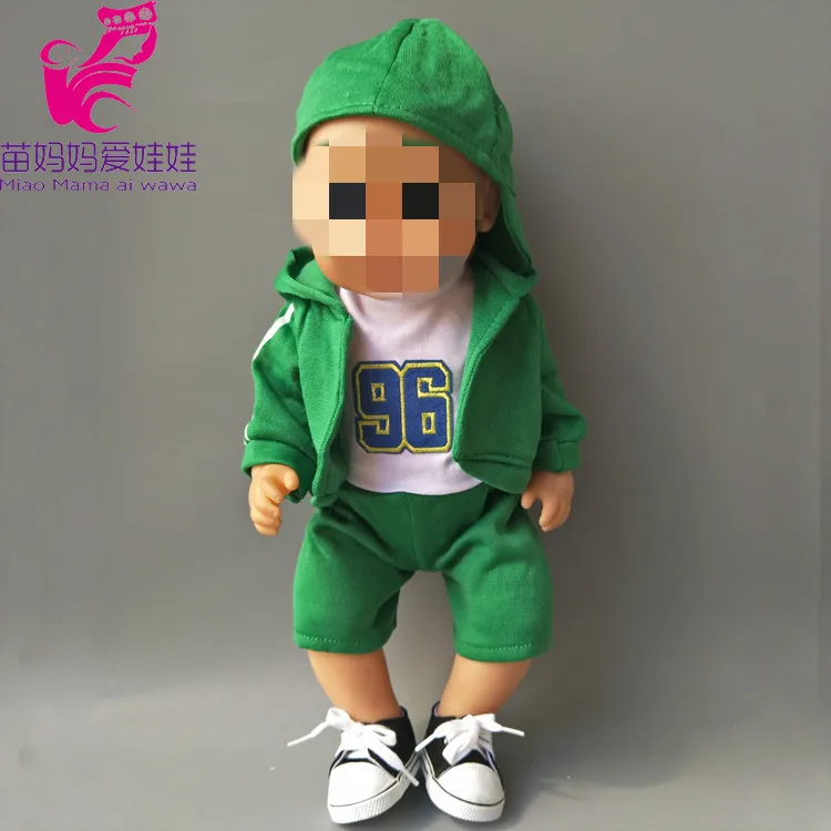 

doll clothes set zipper Coat outwear pants shirt fit for 43cm reborn Baby Doll boy Clothes for 18 inch doll suit