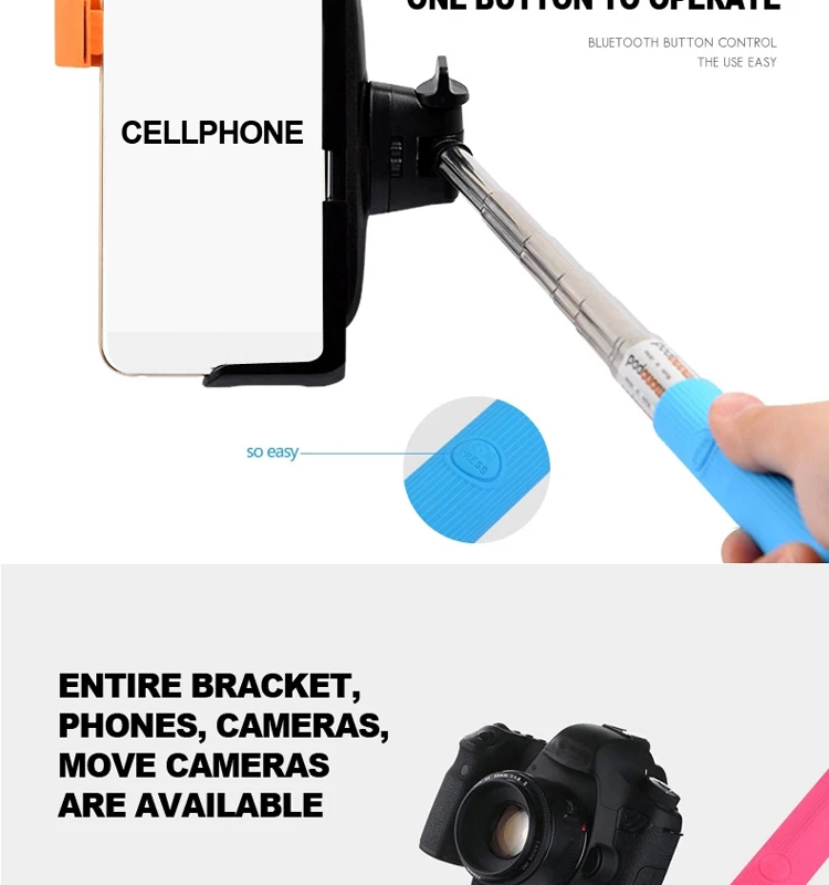 z07-5 Extendable Selfie Stick with built-in Bluetooth