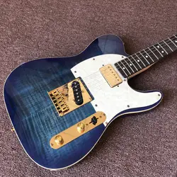 Custom shop, TELE 6 струн палисандр гриф ручной работы электрогитара, telecasterr gitaar. синий тигр Пламя гитара ra