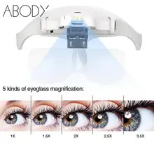 1X 1.5X 2X 2.5X 3.5X увеличительное стекло лупа для наращивания ресниц оголовье свет+ 2 светодиодный наращивание ресниц ремонт татуировки инструмент